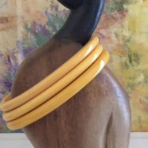 Butterscotch Bakelite Spacer Bangle Bracelets, Set of 3