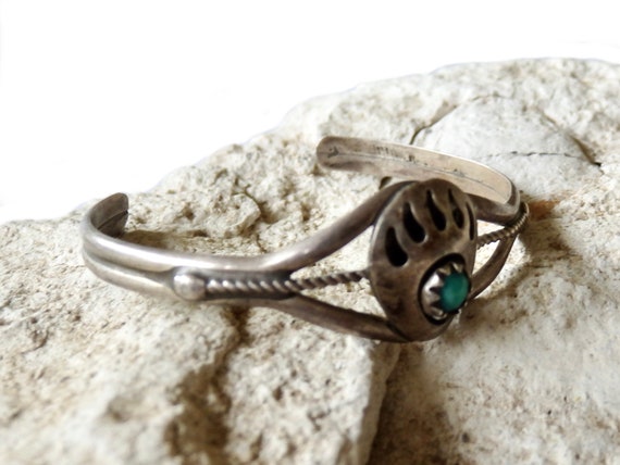 Vintage Navajo Sterling Silver Turquoise Baby Chi… - image 6