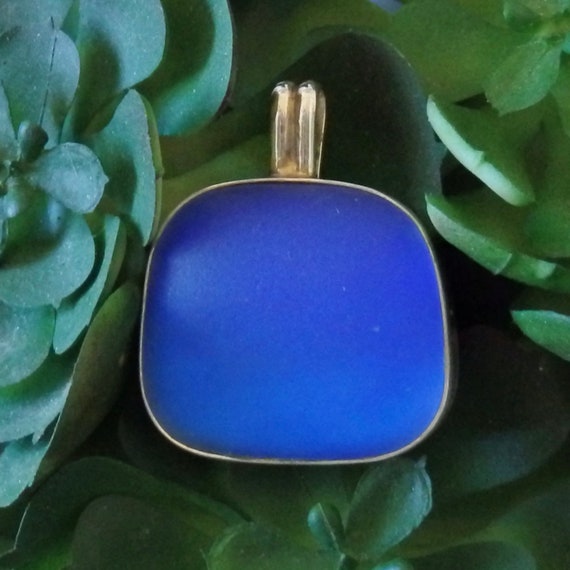 Signed Sterling Silver Cobalt Blue Frosted Glass P