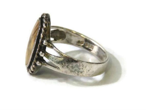 Vintage Native American Style Sterling Petrified Wood Ring Etsy