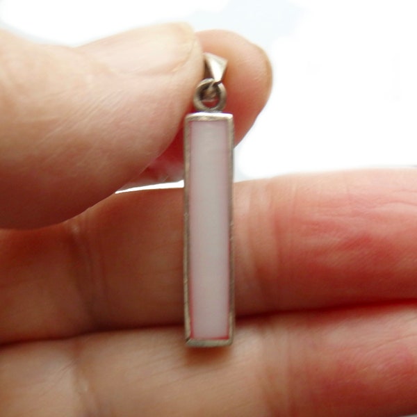 Delicate Sterling Silver Pink Mother of Pearl Vertical Bar Pendant