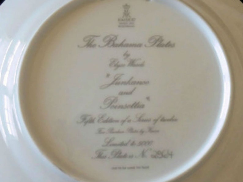 Signed Vintage Elyse Wasile Junkanoo and Poinsettias Bahamas Plate No Box Dated 1986