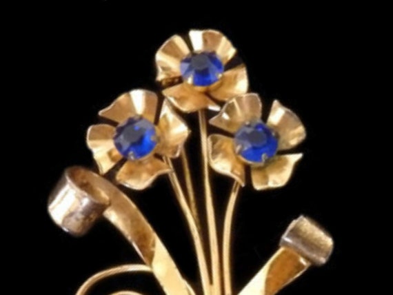 Coro 3-3/4" Sterling Silver Gold Plate Floral Spr… - image 3