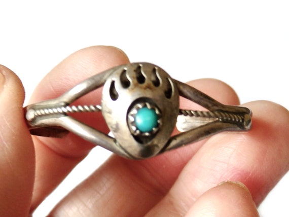 Vintage Navajo Sterling Silver Turquoise Baby Chi… - image 2