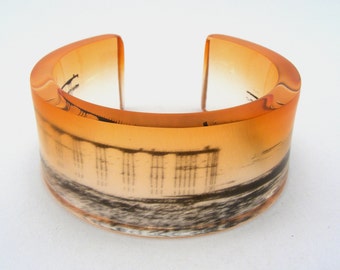 Saltburn Pier Orange Bangle, Contemporary Perspex Jewellery