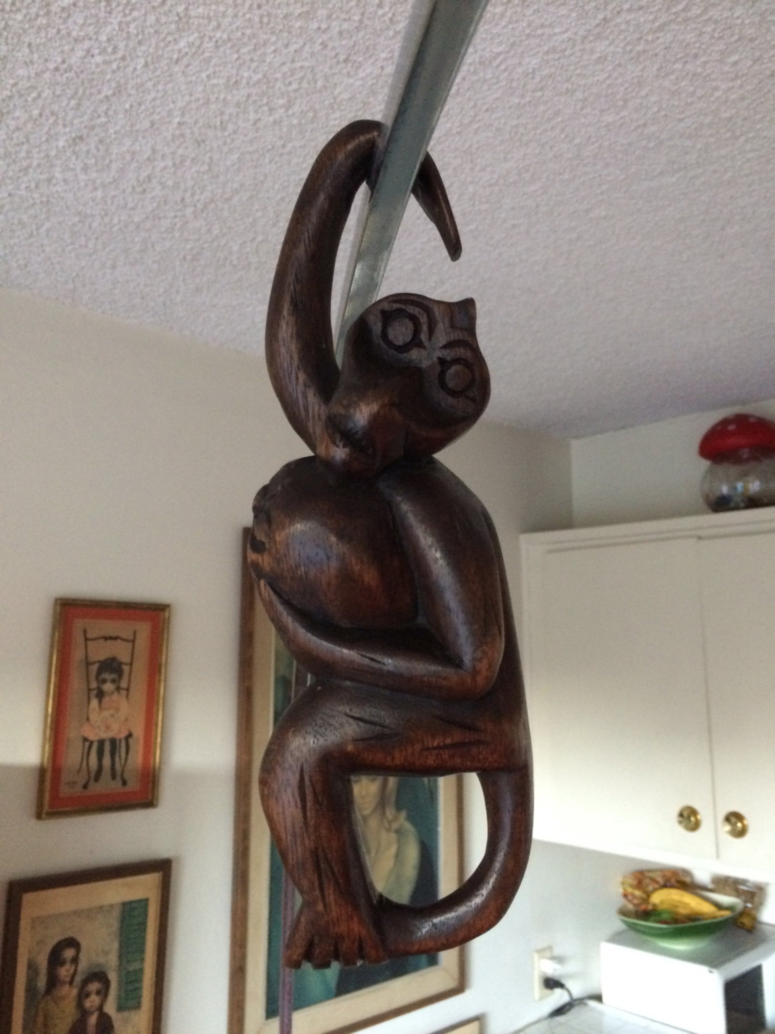 Wooden Hanging Monkey Figure Carved Wood Ornament for Home Etsy