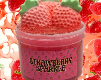Strawberry Sparkle Clay-kit Slime, Strawberry-Scented Slime, Homemade Slime, Neutral Gifts for Kids, Stress-relieving Gifts for Adult