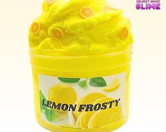 Lemon Frosty Slime – Fluffy Cloud Texture | 8oz, 4oz & 2oz | Lemon-Scented Slime for Stress Relief | Perfect Gift for Kids, Teens and Adults