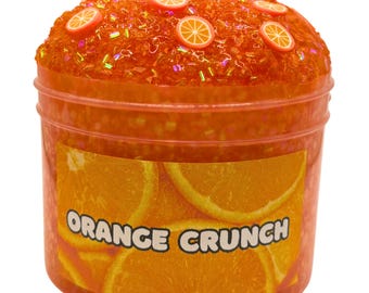 Oranje knapperig slijm: zelfgemaakte knapperige bingsu-kralentextuur | Geparfumeerd slijm voor stressverlichting | Perfect cadeau voor kinderen, tieners en volwassenen