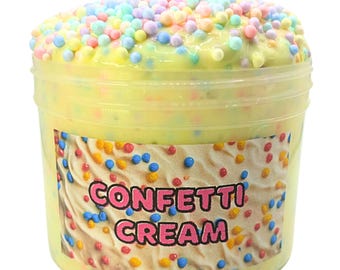 Confetti Cream Slime—Homemade Floam Butter Texture | 8oz, 4oz & 2oz | Scented Slime for Stress Relief | Gift for Kids and Adults