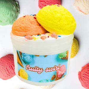 Kit slime tourbillonnant fruité, slime parfumé aux fruits, slime au beurre fait maison, cadeaux neutres pour enfants, cadeaux anti-stress pour adultes