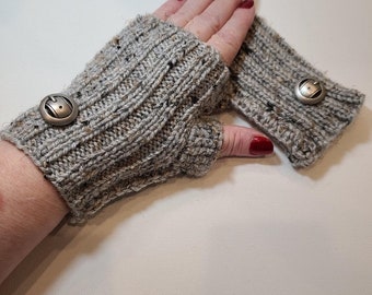 Gray Marled Fingerless Gloves