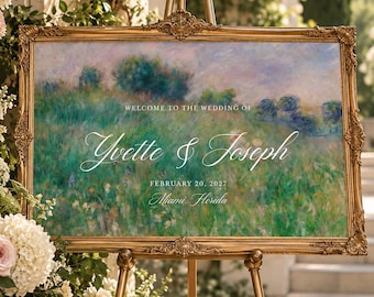 Vintage Art Wedding Welcome Sign Renoir Fine Art Painting Bridal Shower Welcome Sign Old Glam Money Wedding Reception Ceremony Entrance Sign