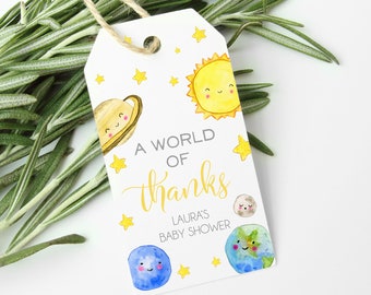 Space Baby Shower Favor Tags Planet Gift Tags Solar System Printable Favor Party Tags Gender Neutral Space Themed Baby Shower Thank You Tags