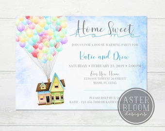 UP House Warming Invite - UP Movie Homewarming Party Invitation - Balloon House Home Sweet Home - New House Digital Printable Invitation