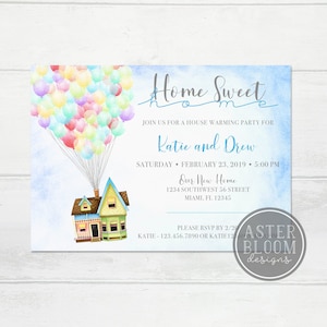 UP House Warming Invite - UP Movie Homewarming Party Invitation - Balloon House Home Sweet Home - New House Digital Imprimible Invitación