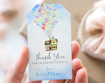 UP Birthday Favor Tags Up Movie Party Tag Labels House warming Balloon House Gift Tags Printable Thank You Tags UP Movie Tags Birthday Party