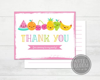 Fruit Thank You Card, Two-tti Fruity Birthday Card, Tutti Fruity Card, Two-tti Frutti Party, Cute Fruits Thank You / Greeting Card, Fruity