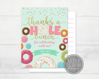 Donut Party Thank You Card, Donut Grow Up A2 Thank You Card, Doughnut Greeting Card, Donut Birthday Party, Donuts Card