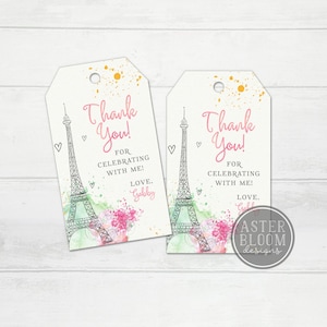 Paris Gastgeschenkanhänger, Paris Geburtstagsfeier Geschenkanhänger, Ooh Lala Dankeschön Tags, Eiffelturm Sweet 16 Thema, Passport nach Paris Babyparty