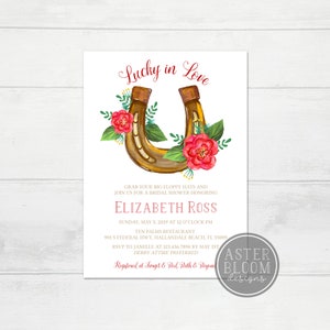 Kentucky Derby Invitation, Lucky in Love Bridal Shower Invitation, Derby Bridal Invite, Horse Racing Party, Watercolor Florals Shower