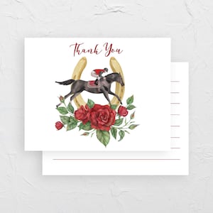 Kentucky Derby biglietto di ringraziamento Derby Jockey Run for the Roses modello biglietto di auguri Red Roses Derby biglietto stampabile festa corsa di cavalli