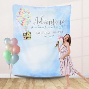 UP Baby Shower Backdrop Adventure Awaits Party Banner UP Theme Birthday Backdrop UP Movie Photo Backdrop Housewarming Photo Booth Up House