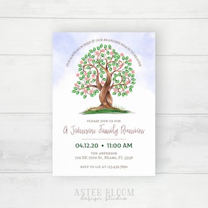 Family Reunion Invitation Template Family Tree Party Printable Invitations Picnic Gathering Invite Tree Summer BBQ Editable Template