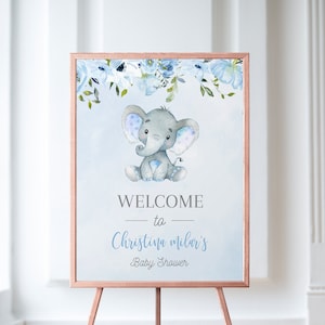 Elefant-Baby-Dusche Willkommen Schild Vorlage Little Peanut Poster Baby Boy Jungle Sofortiger Download druckbare Elefant-Baby-Dusche Poster Zeichen
