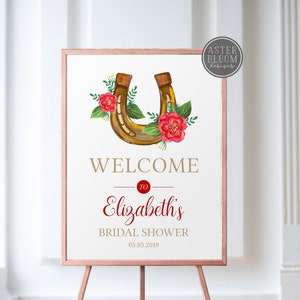 Kentucky Derby Bridal Shower Welcome Sign, Lucky in Love Entrance Sign,  Horseshoe Welcome Poster, Horse Racing Bridal Shower Welcome Sign