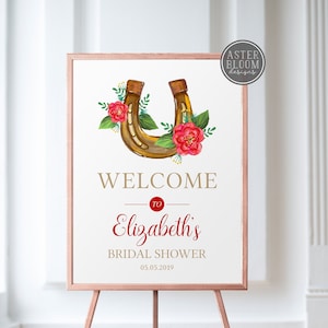 Kentucky Derby Bridal Shower Welcome Sign, Lucky in Love Entrance Sign,  Horseshoe Welcome Poster, Horse Racing Bridal Shower Welcome Sign