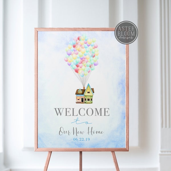 UP House Warming Welcome Sign, UP Homewarming Sign, Balloon House Home Sweet Home, New House Welcome Poster, Birthday Welcome Sign