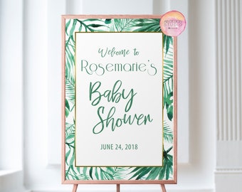 Baby Shower Welcome Sign - Tropical Baby Shower Sign - Tropical Welcome Sign - Palm Leaf Welcome Sign - Luau Sign - Tropical Baby Sign