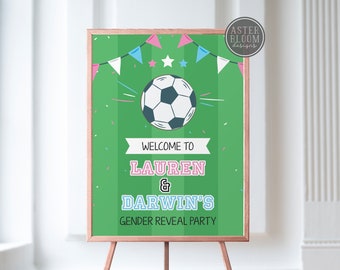 Soccer Welcome Sign, Gender Reveal Welcome Sign, Soccer Ball Baby Shower Welcome Poster, Futbol/Football Entrance Sign, Soccer Party Poster