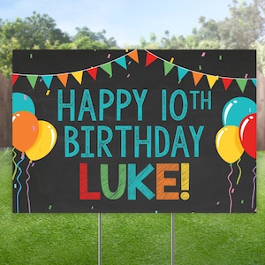 Happy Birthday Yard Sign, Birthday Lawn Sign, Colorful Outdoor Banner, Custom Outdoor Balloon Yard Sign, Honk Personalized Bday Party Sign