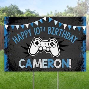 Video Game Birthday Yard Sign, Birthday Lawn Sign, Gamer Outdoor Banner, Game Controller Party Sign, Personalized Video Games Party Sign