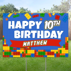 Birthday Lawn Sign, Happy Birthday Yard Sign, Colorful Blocks Outdoor Banner, Social Distance Yard Sign, Honk Personalized Bday Party Sign
