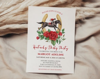 Kentucky Derby Party Invitation Derby Bridal Shower Invite She's Off to the Altar Bachelorette Talk Derby to Me Wedding Shower Lucky in Love