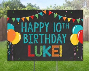 Happy Birthday Yard Sign, Birthday Lawn Sign, Colorful Outdoor Banner, Custom Outdoor Balloon Yard Sign, Honk Personalized Bday Party Sign