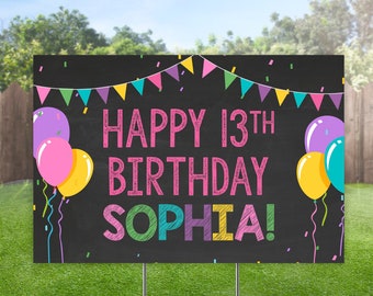 Birthday Yard Sign, Happy Birthday Sign, Pink Outdoor Banner, Custom Outdoor Party Yard Sign, Honk Personalized Bday Party Sign