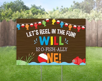 Fish Birthday Yard Sign O Fishally One First Birthday Party Sign Fish Banner First Birthday Welcome Sign Honk Personalized Fish Party Sign