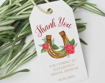 Kentucky Derby Favor Tags Horse Race Party Tag Labels Bridal Shower Gift Tags Printable Derby Thank You Hang Tags Horseshoe Place Cards