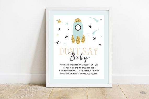 Space Baby Shower, Don't Say Baby Game, Rocket Ship Baby Shower Signs, Outer Space Baby Shower, Space Ship Baby Shower Theme Sign Printable Il_570xn