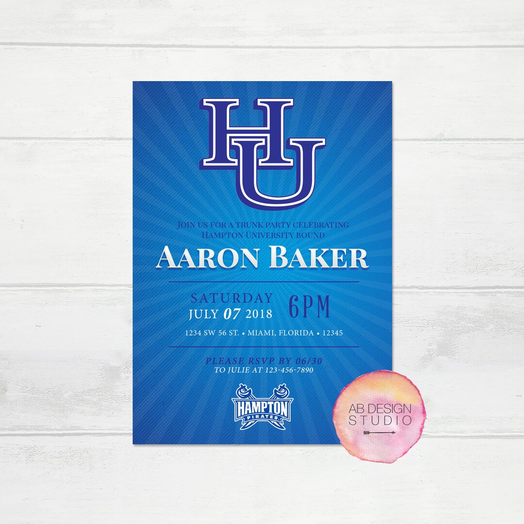 Hampton University Invitation Hampton Pirates Graduation Etsy