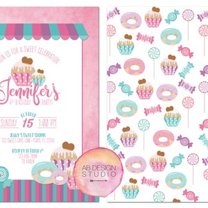 Candy Shoppe Invitation Sweet Shoppe Party Cupcake - Etsy