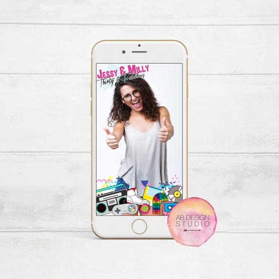 Retro 90's Party Snapchat Geofilter, 90s Birthday Party filter, 80s