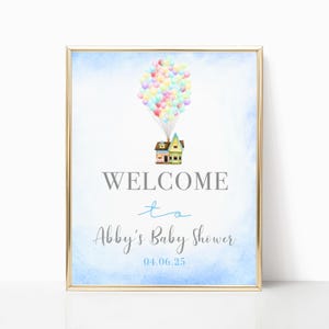 UP Thema Willkommensschild, UP Baby-Dusche-Zeichen, Up Film-Party Willkommensschild, UP Geburtstagsparty Poster Banner Ballon Willkommensschild Gender Reveal