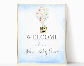 UP Thema Willkommensschild, UP Baby-Dusche-Zeichen, Up Film-Party Willkommensschild, UP Geburtstagsparty Poster Banner Ballon Willkommensschild Gender Reveal