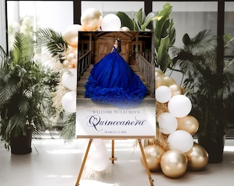 Quinceañera Welcome Sign Photo Sign for Sweet 15 Acrylic Mis Quince Años Personalized Photo Decorations Sweet 16 Party Poster Board