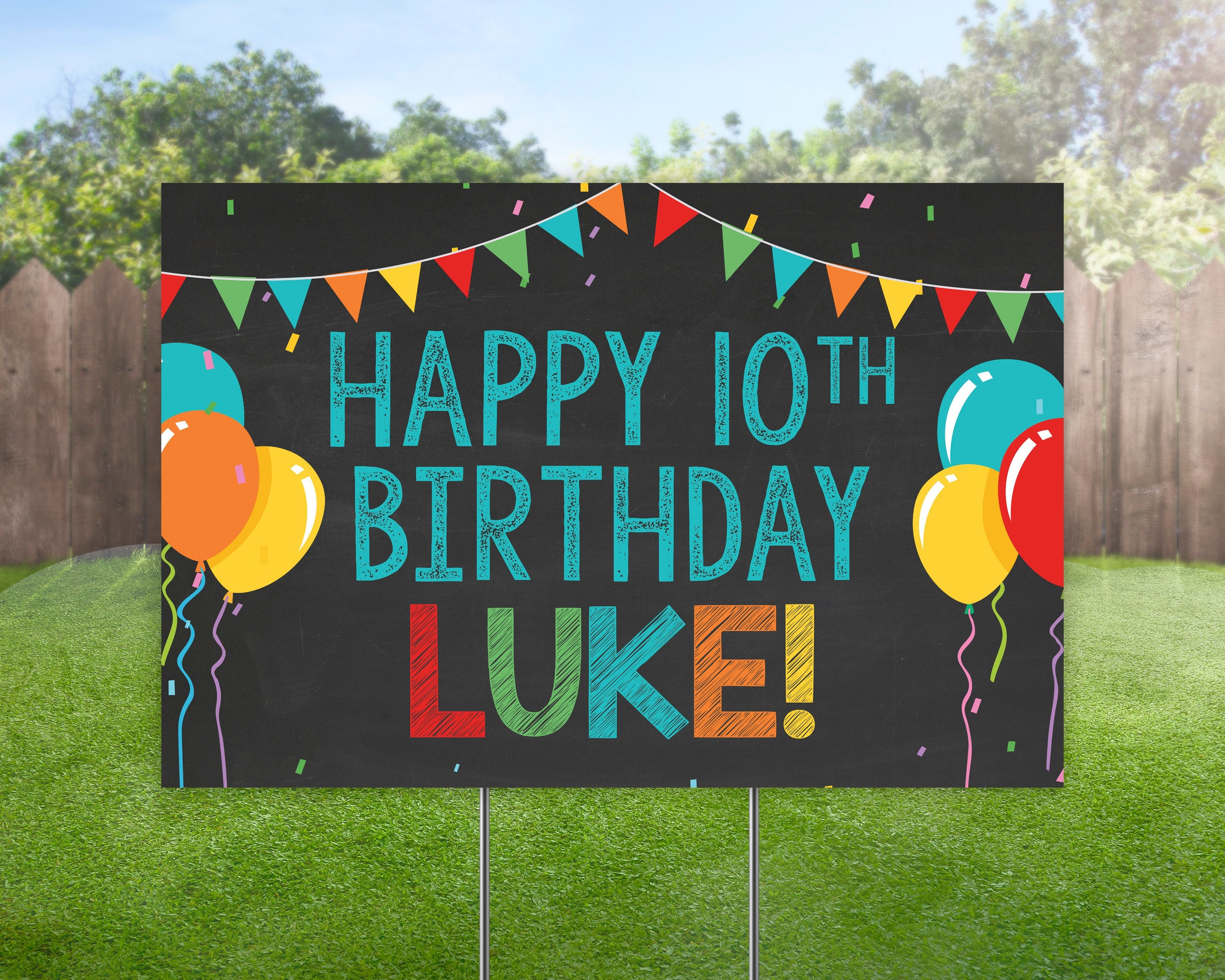 Alles Gute zum Geburtstag-Yard-Schild, Geburtstags-Rasenschild, Buntes Outdoor-Banner, Benutzerdefiniertes Ballon-Yard-Schild, Hupenschild